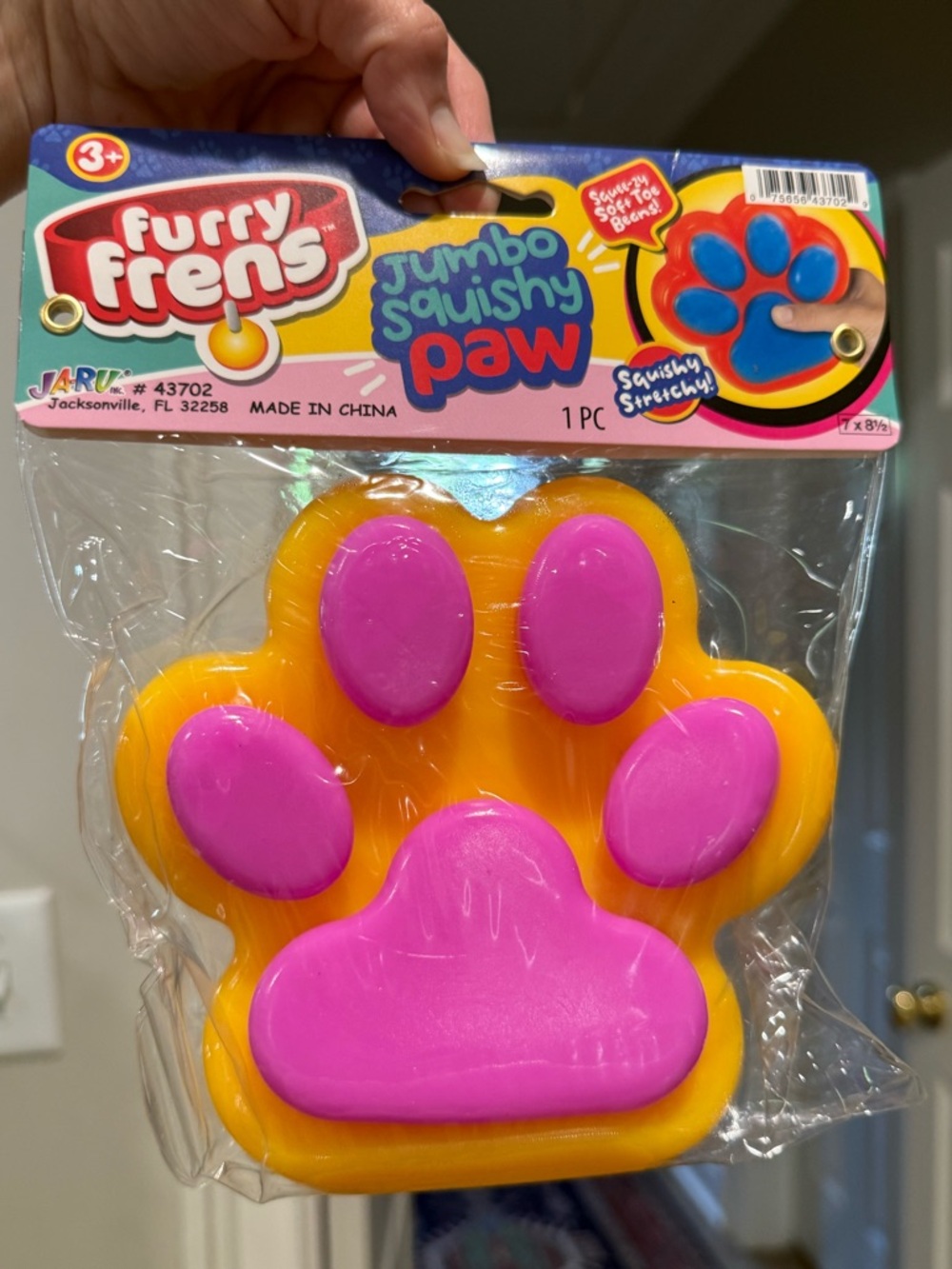 JA-RU Furry Frens Jumbo Squishy Paw - Yellow & Pink